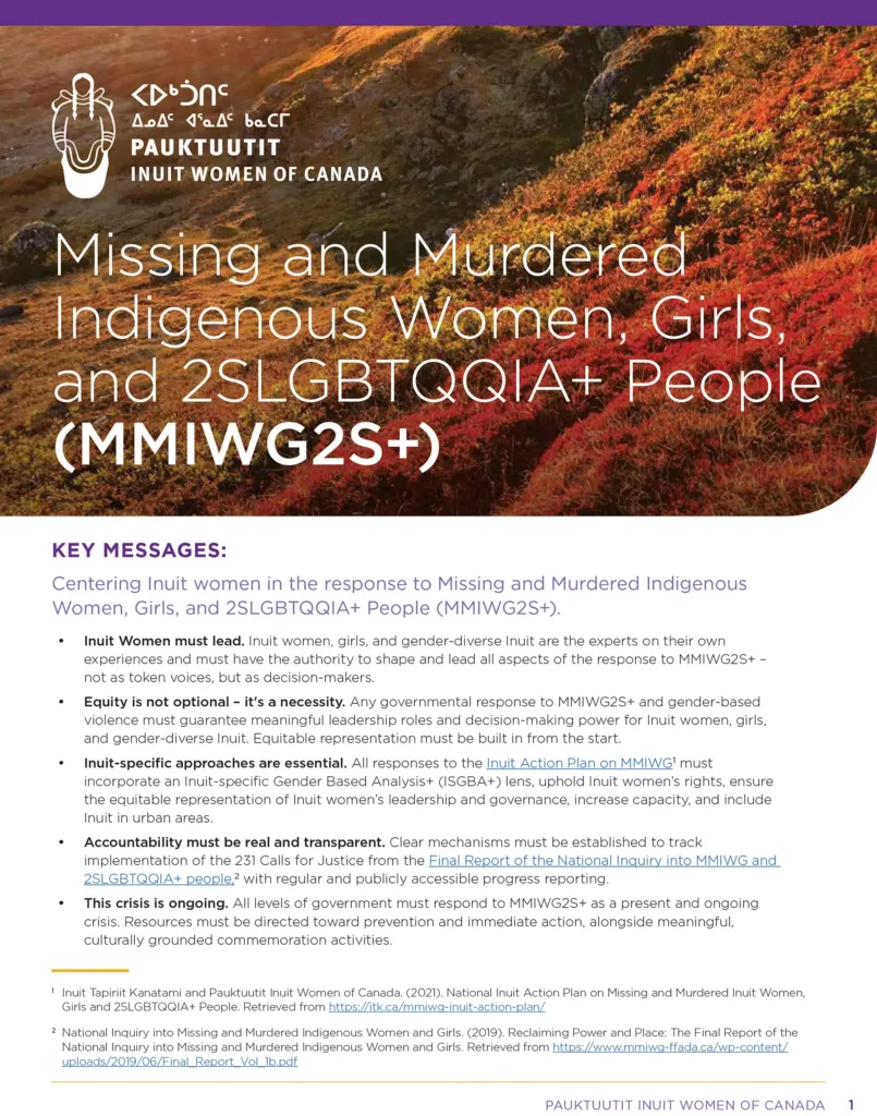 PAUKTUUTIT Brief MMIWG Policy Brief EN cover