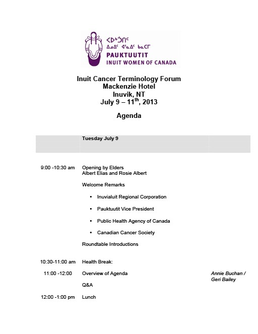Inuit Cancer Terminology Forum