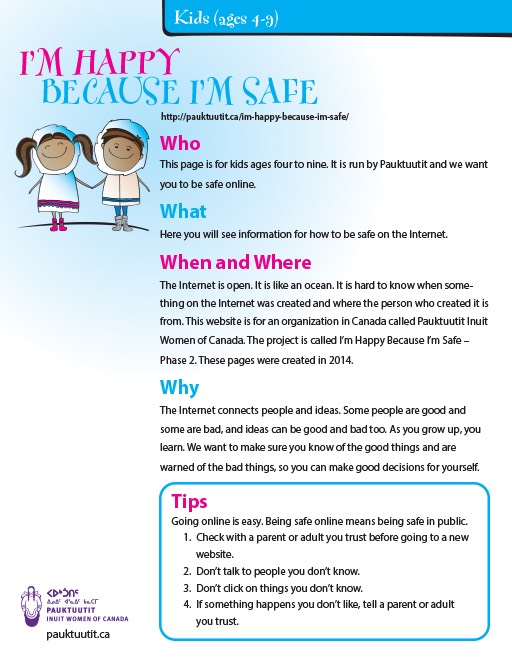 I’m Happy Because I’m Safe: Fact Sheet (Kids 4-9)