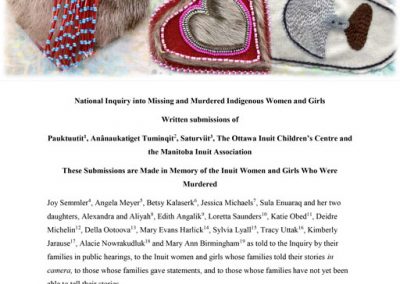 Written submissions of Pauktuutit, Anânaukatiget Tuminqit, Saturviit, The Ottawa Inuit Children’s Centre and the Manitoba Inuit Association