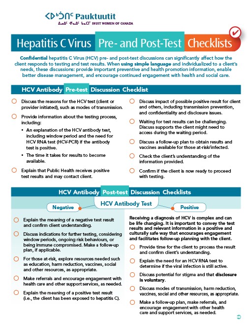 Hepatitis C Virus Pre- and Post-Test Checklists